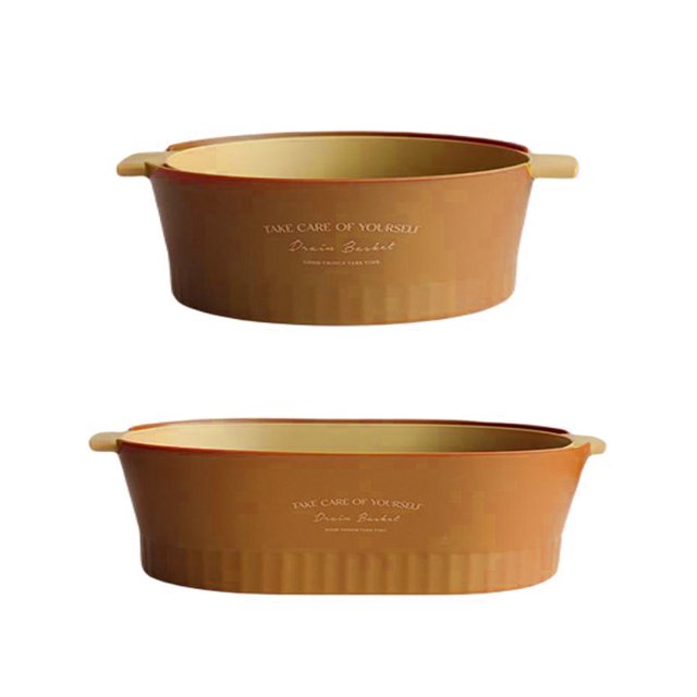 1Pc/1 Set Vegetable Colander Large Capacity Double Layer Both Sides Handle Plastic Smooth Surface Draining Bowl Kitchen Accessories