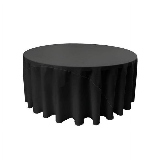 LA Linen TCpop132R-BlackP24 Nappe en Popeline de Polyester, Noire - Ronde de 132 Po