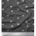thumbnail image 1 of Soimoi Gray Georgette Viscose Fabric Heart & Love Text Print Fabric by Yard 42 Inch Wide, 1 of 5