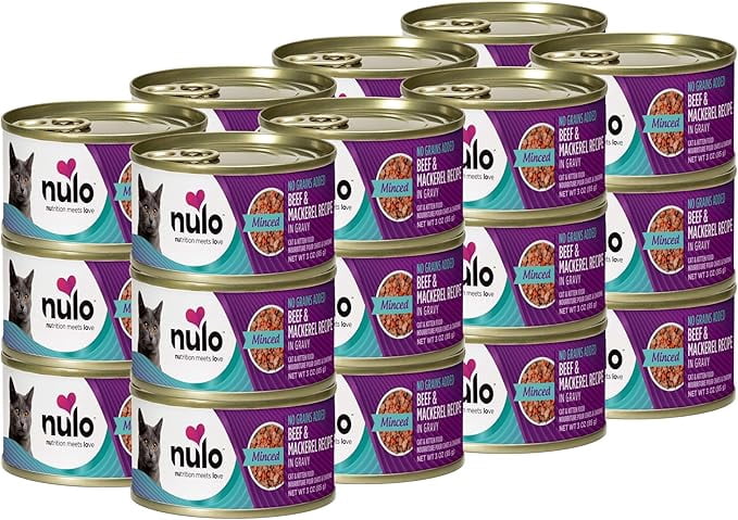 Nulo Adult & Kitten Grain Free Canned Wet Cat Food (Beef & Mackerel Recipe, 3 Oz, Case of 24)