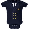 thumbnail image 1 of Halloween Airline Airplane Pilot Navy Soft Baby One Piece, 1 of 1