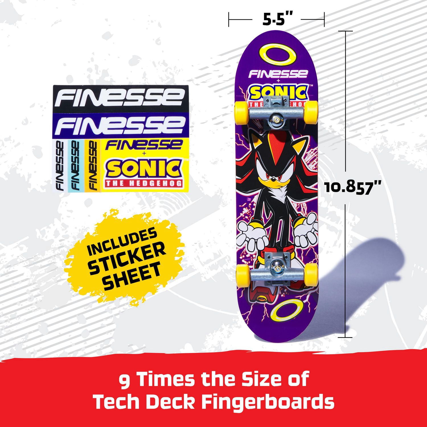 Tech Deck, Handboard Finesse X Sonic le hérisson ; Mini-skateboards authentiques, jouets pour garçons et filles à partir de 6 ans (utilisation manuelle uniquement)