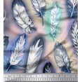 thumbnail image 1 of Soimoi Viscose Chiffon Fabric Leaves & Feather Print Fabric by the Yard 42 Inch Wide, 1 of 3