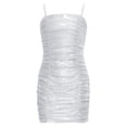 thumbnail image 1 of Moggemol Girl's Spaghetti Strap Cami Dress Sleeveless Ruched Short Slim Pencil Dresses Silver 8, 1 of 7