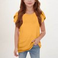 thumbnail image 1 of WMTBSRSW Offres Prime Day Filles Mode Floral Manches Courtes T-Shirts d'Été Unis Basiques Décontractés Col Rond 5-14 Ans, 1 of 6