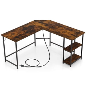Giantex L-Shaped Bureau d'ordinateur, bureau du coin du travail, PC Table pour ordinateur portable pour la maison & Bureau