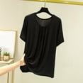 thumbnail image 1 of Weiqiqre T-Shirt à Col Rond pour Femme à Manches Courtes Ajusté T-Shirt Mince Uni Haut de Pyjama Pyjama à Manches Courtes, 1 of 7