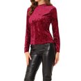 thumbnail image 4 of INSPIRE CHIC T-Shirts en Velours pour Femmes Col Rond Manches Longues Décontracté L Bourgogne, 4 of 7