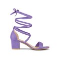 thumbnail image 3 of BLISSFUL STEP Sandales pour Femmes à Lacets à Talon Épais à Bout Ouvert à Brides Croisées Violet 7,5, 3 of 7