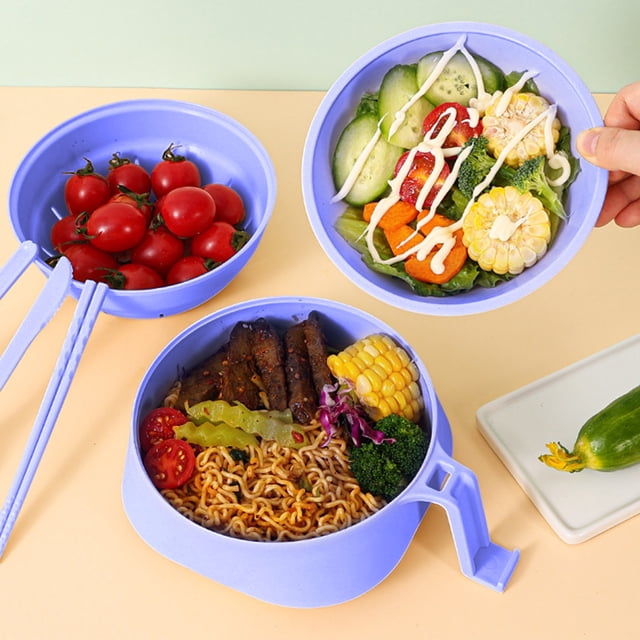 RXIRUCGD Microwave Ramen Bowl With Strainer Microwave Ramen Bowl 6-piece Set Ramen Microwave Bowl With Lid And Handle Dishwasher Safe Portable Ramen Bowl Cooker