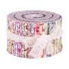 36 Pieces Jelly Fabric Roll 2.5 Inch Roll Up Fabric Quilting Strips Floral Printed Craft Fabric Bundle Precut Patchwork with Assorted Patterns , Floral B 36PCS
