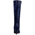 thumbnail image 2 of Unique Bargains Bottes Hauteur Genou à Talon Aiguille Scintillantes à Bout Pointu pour Femme Bleu Foncé (Taille 11), 2 of 8