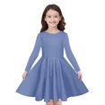 thumbnail image 4 of Rbaofujie Robe à Manches Longues pour Filles, Coton, Robes Décontractées, Robe Patineuse Évasée A-line pour l'École et les Fêtes, 4-13 Ans, 4 of 9