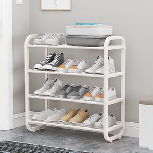 Chmadoxn Rack de chaussures pour les organisateurs de placards, de boxes et de rangement, rack de chaussures avec 4 Niveaux étagères en métal pour chambre- placard- entrée- sac de chaussures de chambre de dortoir