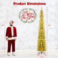 thumbnail image 3 of Gymax 8 FT Pre-Lit Artificial Christmas Tree Slim Pencil Xmas Tree w/ 591 Branch Tips, 3 of 10