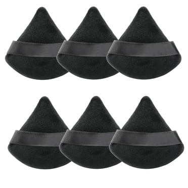 EARKITY Houppette Triangulaire pour Poudre pour le Visage, 6 Pcs Houppette Douce en Peluche Fixatrice, Fond de Teint Cosmétique en Velours Blender Éponge Outils de Beauté Maquillage