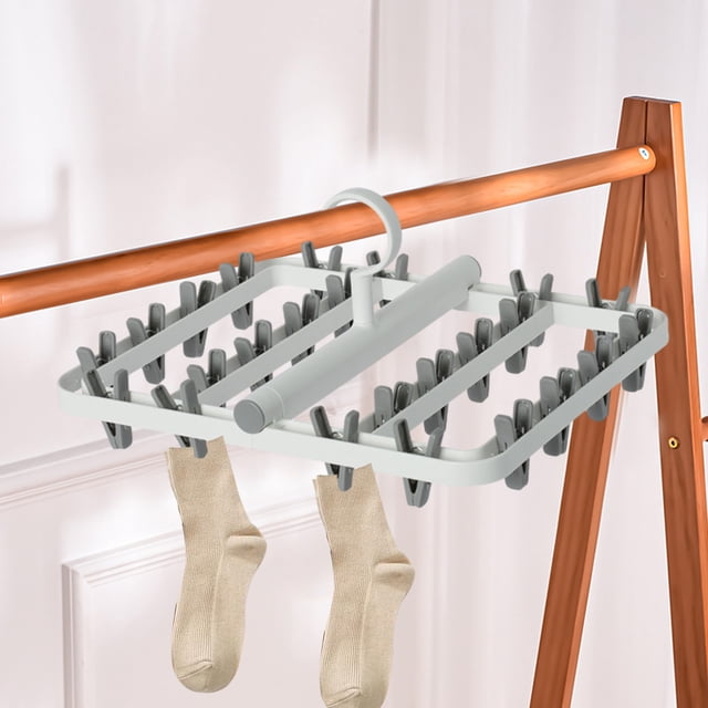 Yhmxh Bathroom Organizer Bathroom Storage Hanging Clothes Rack Clothes Rack Laundry Clothes Rack Clothes Rack Clothes Rack with Foldable Hanging Points 24 Clip Household Socks Underwear Underwear