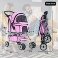 thumbnail image 3 of 4 Wheels Pet Stroller Foldable Dog Stroller Cat Stroller with Storage Basket & Removable Liner, Travel Lite Foldable Carrier Strolling Cart for Dogs Cats,Pink, 3 of 7