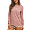thumbnail image 3 of LUXUR T-shirt Femme Col Rond Tee-Shirt Couleur Unie Pull Décontracté Manches Longues Rose m, 3 of 5