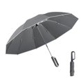 thumbnail image 1 of yeacher Automatic Reverse Folding Umbrella with Carabiner Handle - 10 Reinforced Fiberglass Ribs, Windproof & Durable, 280T Pongee Fabric, Compact Travel Design, Reflective Strip for Safety (Multiple, 1 of 6