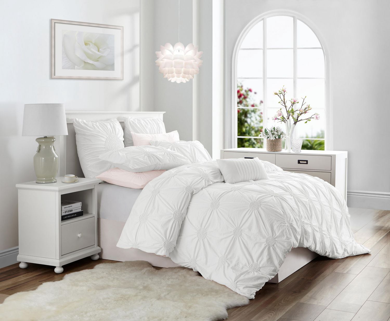Luxury Floral Ruched High Quality Duvet Cover Set