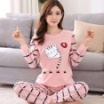 thumbnail image 1 of OUSITAID Pyjama à Imprimé de Dessins Animés pour Femmes et Dames, Mode Printemps et Automne, Pur Coton, Manches Longues, Col Rond, Chandail à Enfiler, Pantalon, Grande Taille, Ensemble de Service à Domicile, 1 of 2