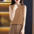 thumbnail image 5 of Sentmoon Sweater Vest High Neck Sleeveless Knitted Fall Outfits for Women Plus Size Solid Color Slim Warm Workout Tops for Women Winter for Early Spring Weather Brown M, 5 of 5