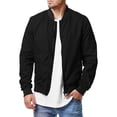thumbnail image 1 of Faithtur Men's Bomber Flight Jacket Casual Patchwork Fall Winter Coats Zipper Closure Outwear, 1 of 9