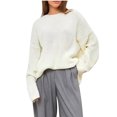 thumbnail image 1 of Yuyuzo Womens Pull Oversize Col Rond Manches Longues Tricoté Doux Automne Tops, 1 of 3