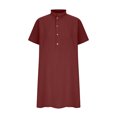 thumbnail image 4 of Robes d'Été Grande Taille pour Femmes 2024 Décontractées Amples Unies en Coton à Col en V à Manches Courtes Robe d'Été Économisez jusqu'à 65 % de Rabais!, 4 of 6