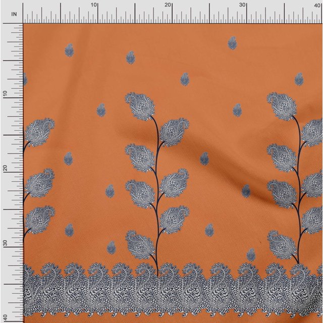 Soimoi Modal Satin Fabric Paisley Panel Print Fabric by The Yard 42 Inch Wide