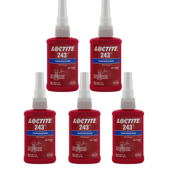 Loctite 243 Blue Medium Strength Threadlocker 50ml Pack of 5