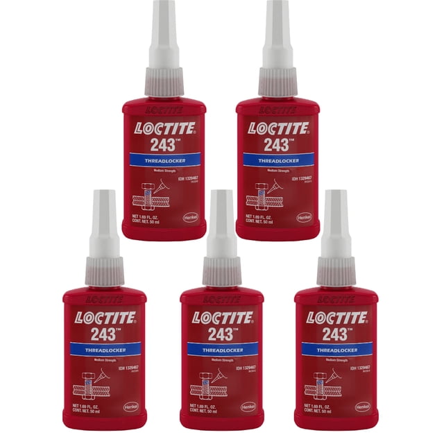 Loctite 243 Blue Medium Strength Threadlocker 50ml Pack of 5