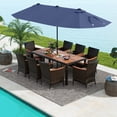 thumbnail image 4 of Costway 11 PCS Patio Dining Set with 15ft Double-Sided Patio Umbrella (Base Included) Navy, 4 of 10