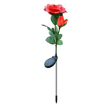 Solar Garden Lights Outdoor Rose-Shaped Double-Headed LED Stake Lights With Stainless Steel Base And IP65 Weatherproof Rating