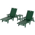 thumbnail image 1 of Bayport Ensemble de 3 Pcs de Chaises Longues/table Inclinables en Plastique HDPE pour Extérieur Vert Foncé, 1 of 6
