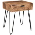thumbnail image 1 of Table d'appoint industrielle rustique en bois massif et fer – naturel brûlé, 1 of 7