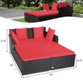 thumbnail image 3 of Costway Outdoor Patio Rattan Daybed Thick Pillows Cushioned Sofa Furniture Red, 3 of 10