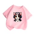 thumbnail image 3 of GDREDA Vêtements Fille Enfant Filles Mignon Mode Imprimé Col Rond Manches Courtes Tee Été Doux Ample T-Shirt Hauts Tee-Shirt Robes pour Fille Rose, 4-6 Ans, 3 of 5