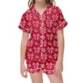 thumbnail image 1 of Satin Pajama Set for Girls Comfortable Two Piece Loungewear with Classic Button Down Design and Soft Short Sleeves, 1 of 3