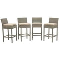 thumbnail image 1 of Modway Tabouret de Bar d'Extérieur en Rotin à Conduit, Gris Pâle et Beige (Ensemble de 4), 1 of 5