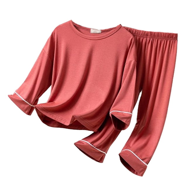 MIASHUI Ensemble de Pyjama T-Shirt à Manches Courtes et Pantalon pour Garçons, Décontracté, Rouge, 10-12 Ans