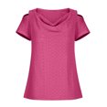 thumbnail image 4 of asjyhkr Womens off Shoulder Tops Summer Short Sleeve Breathable Lightweight Tees Solid Color Tshirts, 4 of 5