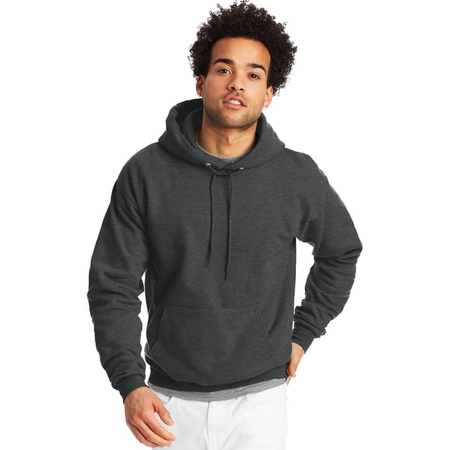 Hanes Mens EcoSmart Fleece Hoodie, M, Charcoal Heather