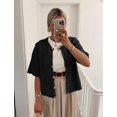 thumbnail image 4 of Gupgi Knitted Crop Cardigan for Women Short Sleeve Button Down Sweater Solid Color Ribbed Tops, 4 of 4
