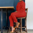 thumbnail image 4 of Yuyuzo Ensembles d'Automne pour Femmes Hauts à Manches Longues à Col Ras du Cou avec Pantalons à Jambe Droite Couleur Unie Ensembles 2 Pcs, 4 of 7