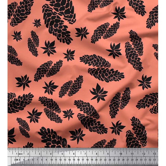 Soimoi Orange Rayon Fabric Star Anise & Fruits Fabric Prints By Yard 42 Inch Wide