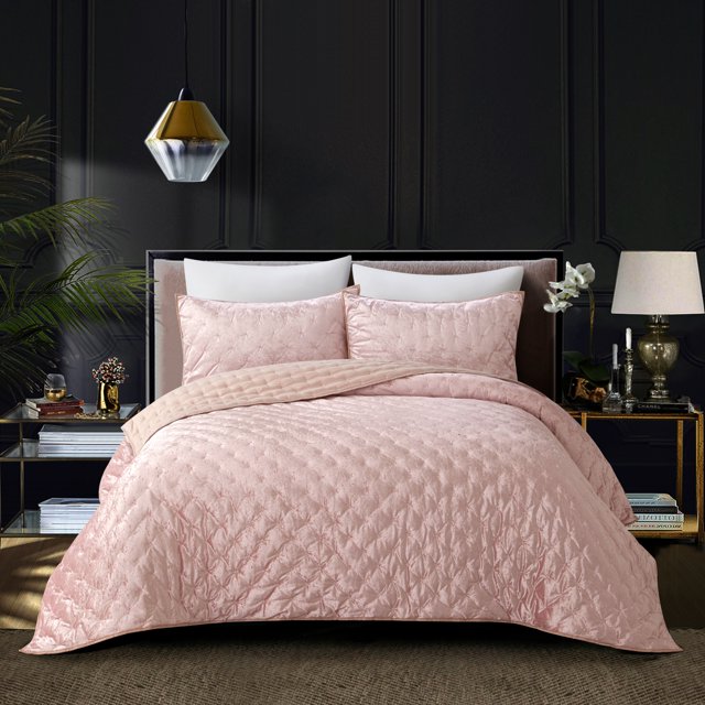 Grace Living Xavion Crushed Velvet Comforter Set - Soft and Shiny