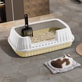 thumbnail image 2 of Btomtd Semi Enclosed High Bar Litter Box With Splashs Proof Designs Provides Ample Space For Cats Includes Shovel For Kittens, ,light yellow, 2 of 6