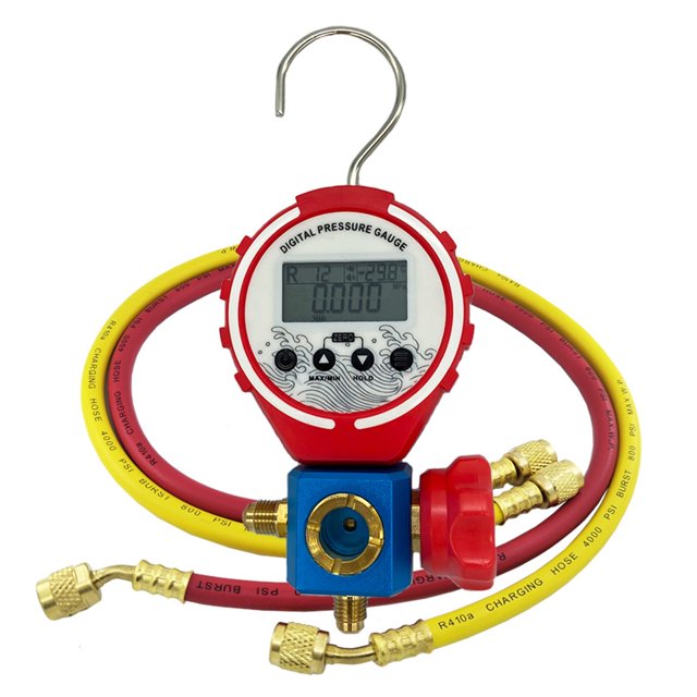 Digital Pressure Gauge Manifold Refrigeration Tester Vacuum Meter Freon Filling Instrument ChargingHoses For 410a 134a ,Easy to Install